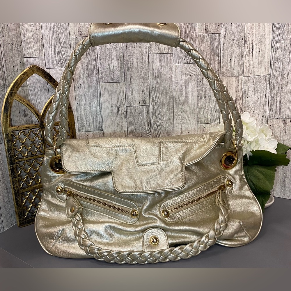 Aleya New York Gold Slouchy Leather Shoulder Bag